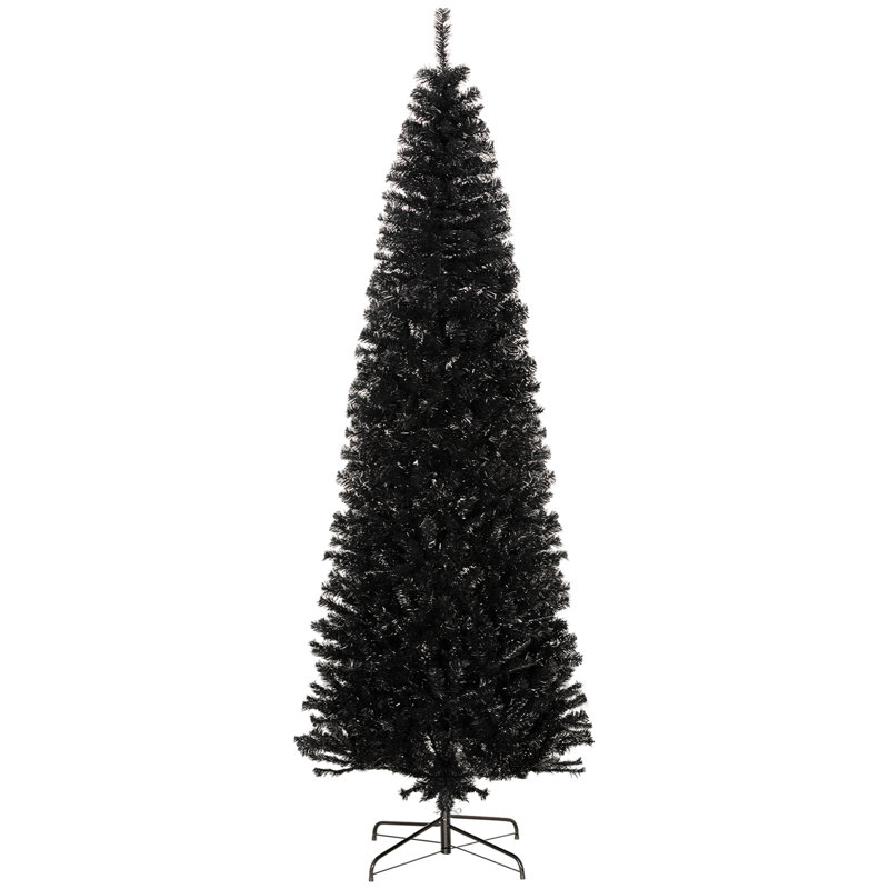 Arbre de 8 pi, mince sapin noir, 1168 pointes, branches réalistes, ignifuge, facile à décorer et à assembler noir artificiel de 8 pi, installation simple