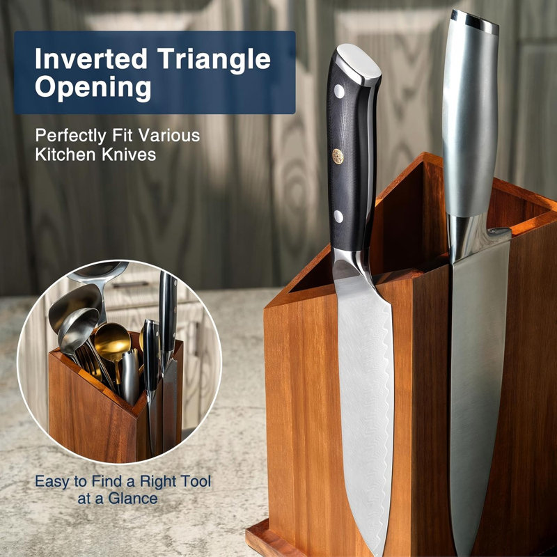 Porte-couteaux magnétique, bloc à couteaux double face en bois d'acacia