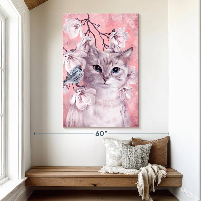 Chat rose Brampt, H 51 po x l 34 po