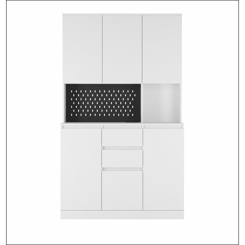 74" Kitchen Pantry Cabinet with Charging Station,Freestanding Buffet Cupboards Sideboard with Drawer,Modern Pantry Cabinet with Microwave Stand for Kitchen,Living Room,Dinning Room