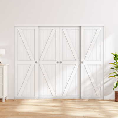 Double 80'' MDF Paneled Wood Sliding Closet Door With Hardware Kit -  DoorFusion, DF-2CDK2-3778-WT