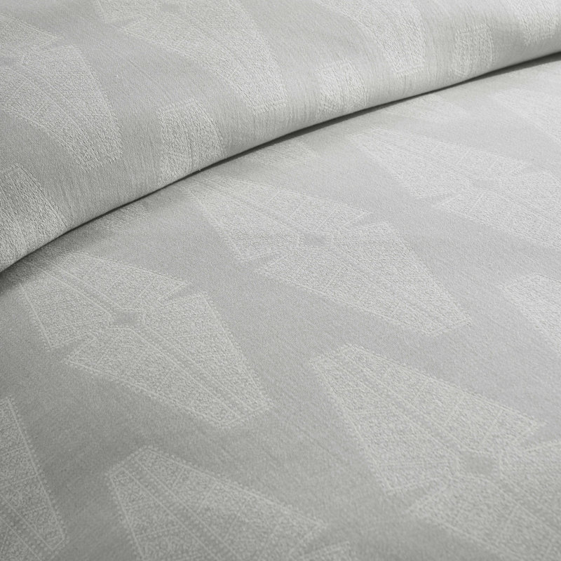 Manali 100% Cotton All Season Bedding Geometric Diamond Lattice Woven Comforter Set, Grey, King Comforter + 2 King Shams
