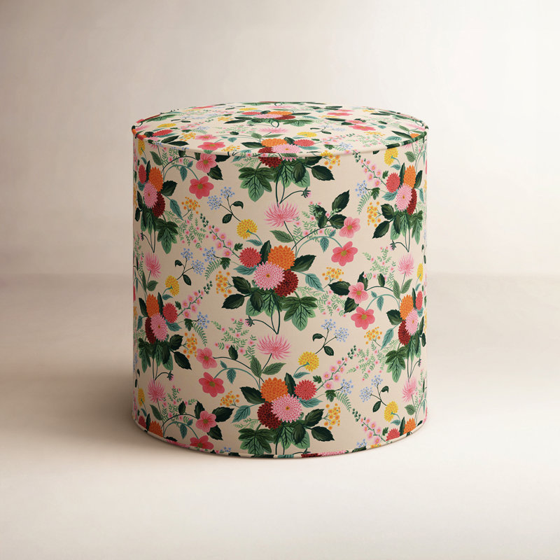 Billie Ottoman In Dahlia Multi, Cream Flower