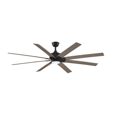 Levon 72 inch Indoor/Outdoor Smart Ceiling Fan with LED CCT Select Light Kit - Black with Washed Pine Blades