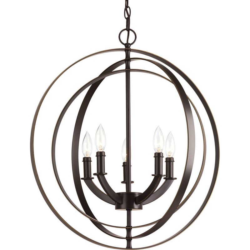 Luminaire suspendu sphère 5 lumières Morganti, Bronze antique