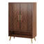 Armoire à chaussures 31,5 pouces en bois noyer et or avec portes