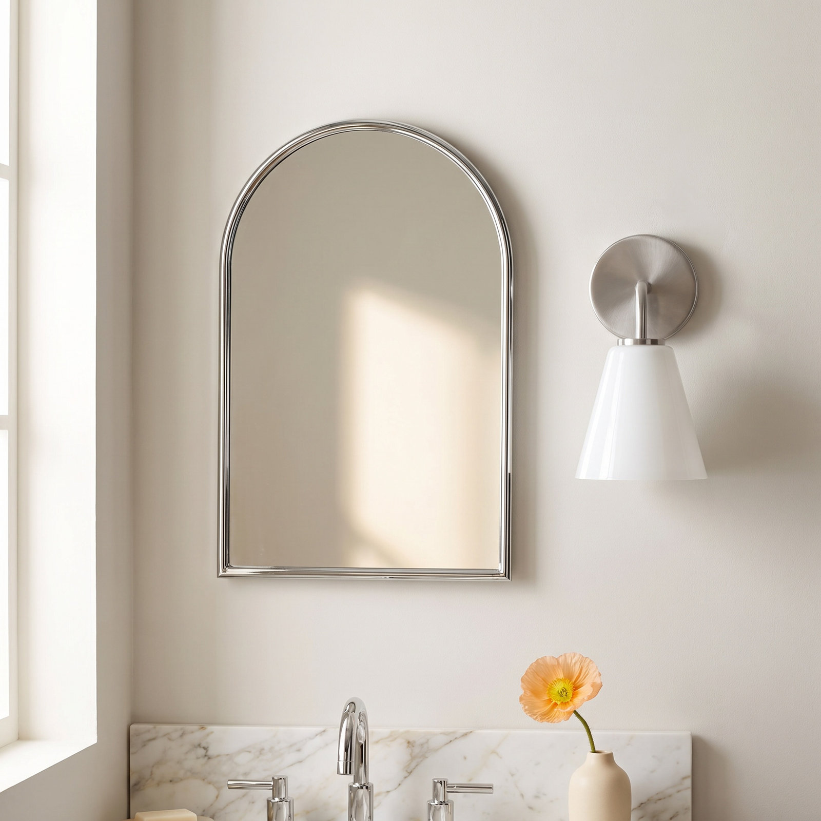 Nabi Vanity Light, White, Satin Brass, 2