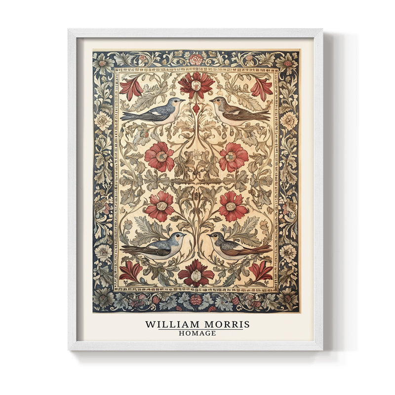 WM MORRIS Series CCCXCI Framed Print - Solid Wood, H 15 po x l 12 po, Blanc
