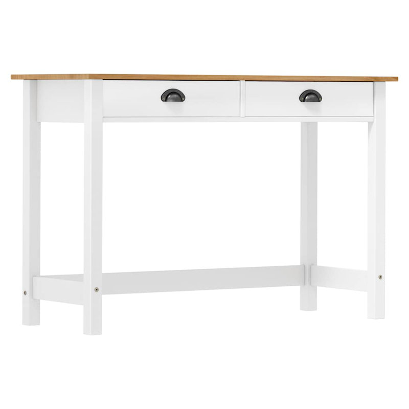 vidaXL Console Table Solid Pine Wood Compact, Honey Brown, White