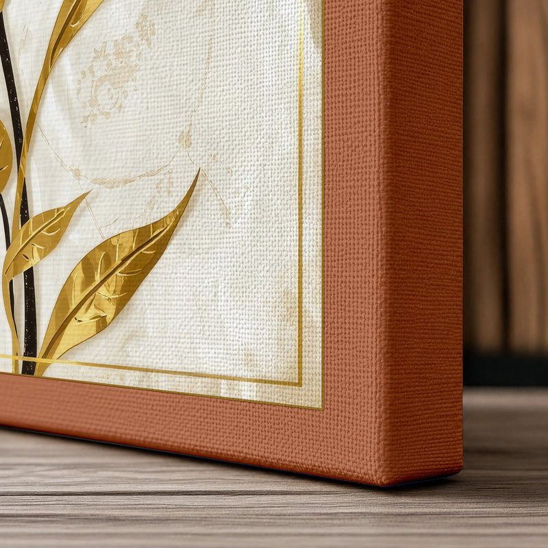 Golden Study Botanical - Wrapped Canvas, 24x16 - 61.0 x 40.6 cm, Terracotta Border