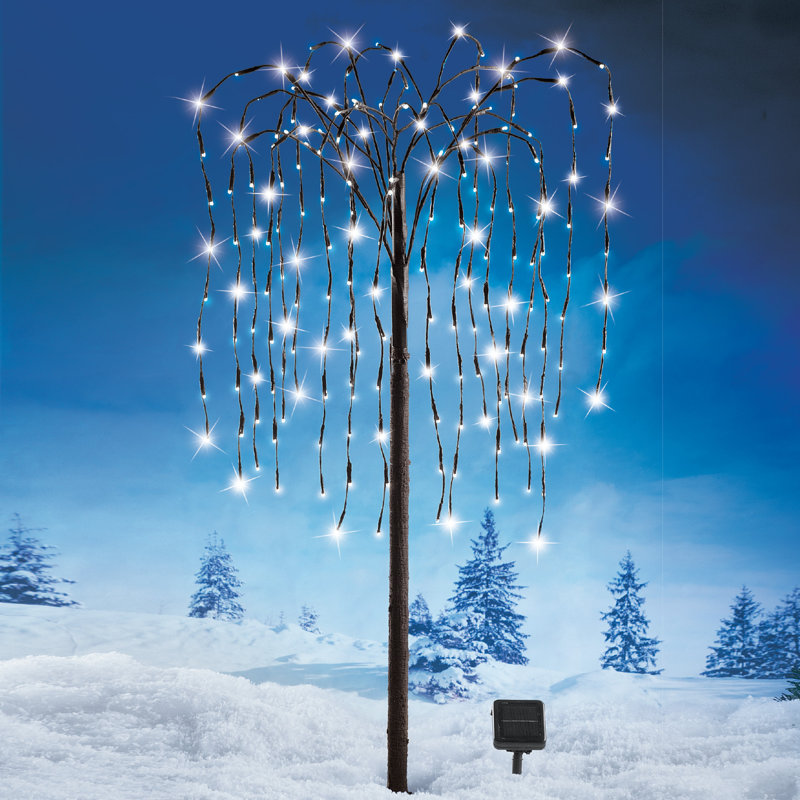 Willow Tree, arbres et branches à éclairage solaire, H 38,5 po x l 6,75 po x P 6,75 po, Blanc
