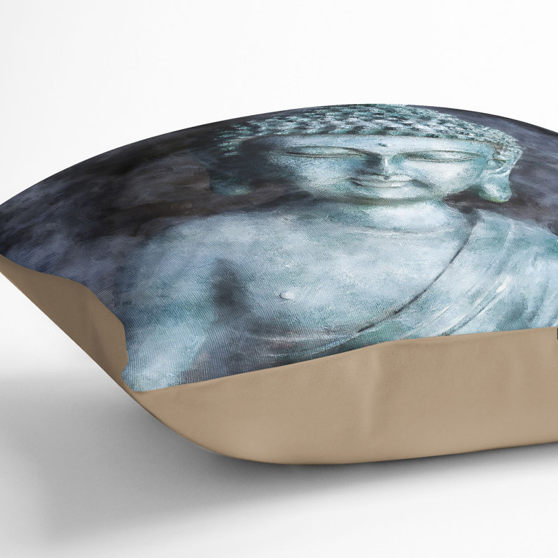 Smoke Surrounding the Buddha Painting Cushion with Filling, Stone, 55cm H x 55cm W x 20cm D