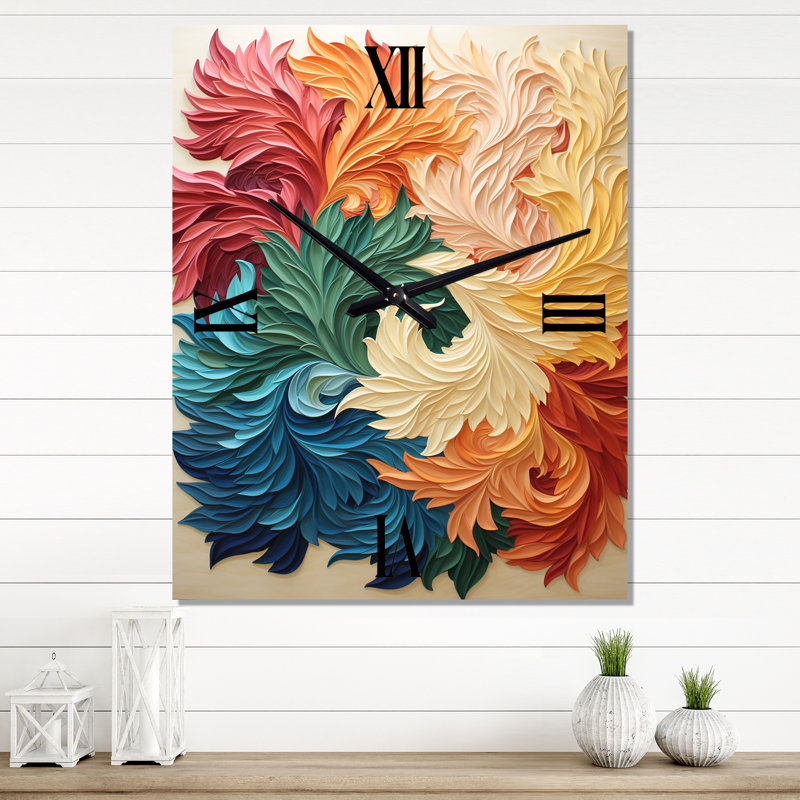 Motif de vagues multicolores dans des couleurs rétro - horloge murale abstraite à encre liquide, H 40 po x l 30 po x P 1 po