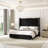 Gerasim Queen Bed Frame with 58" Tall Headboard, Velvet Upholstered Platform Bed,Black-1935209615-1935209614