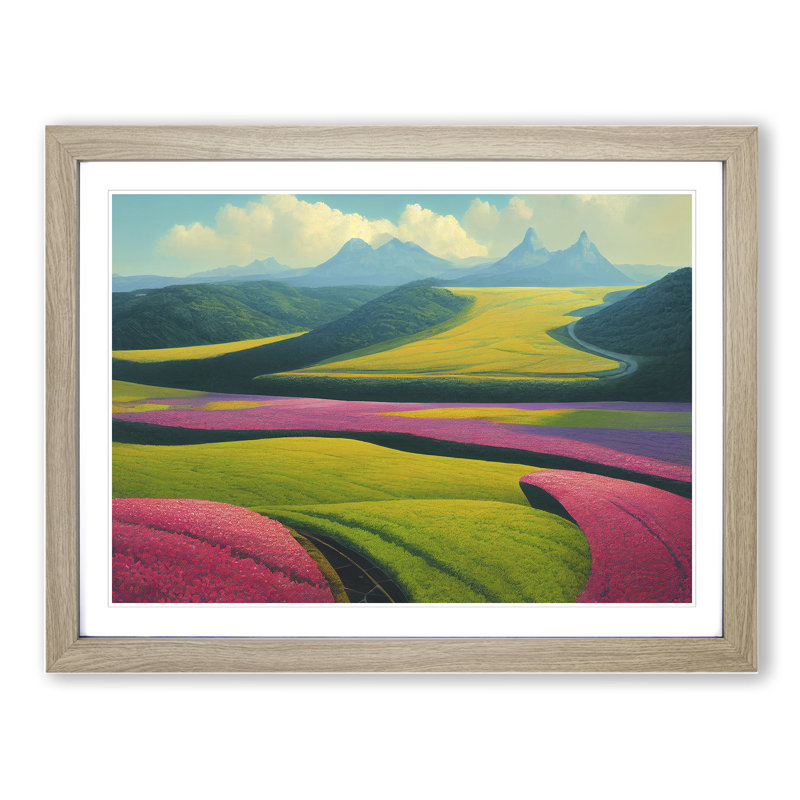 XH1022-7180X Pretty Spring Meadow Landscape Vol.1 - Single Picture Frame Print, 34cm H x 46cm W, Brown