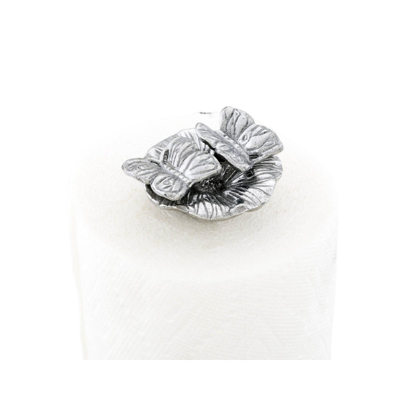 Butterfly Garden Silver Aluminum Freestanding Paper Towel Holder