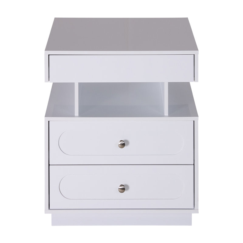 50cm W Manufactured Wood Bedside Table, White