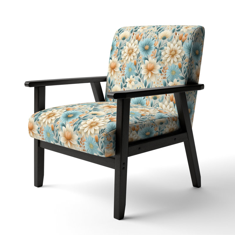 Fauteuil décoratif rétro à motif de cadre victorien rétro et cadre éclectique rétro, Jardin floral intemporel bleu I