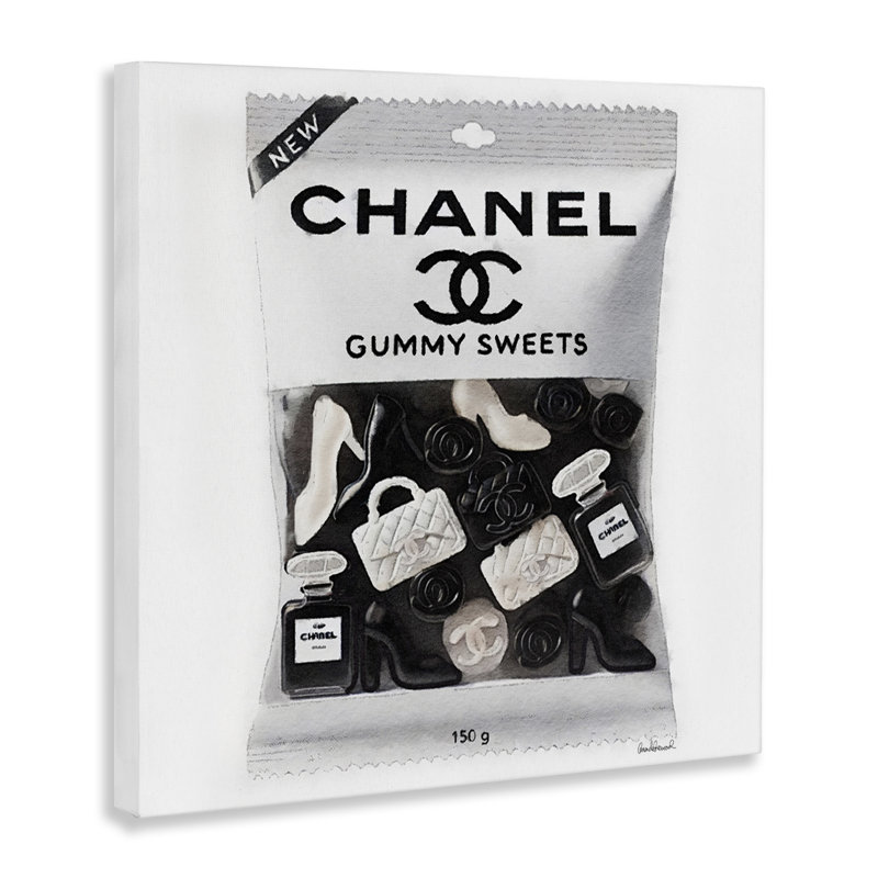  Art mural blanc et noir sur toile bonbon à la mode par Amanda Greenwood, H 17 po x l 17 po