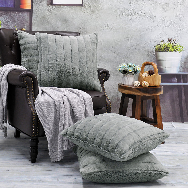 Super Mink Square Pillow Cover, Silver Gray