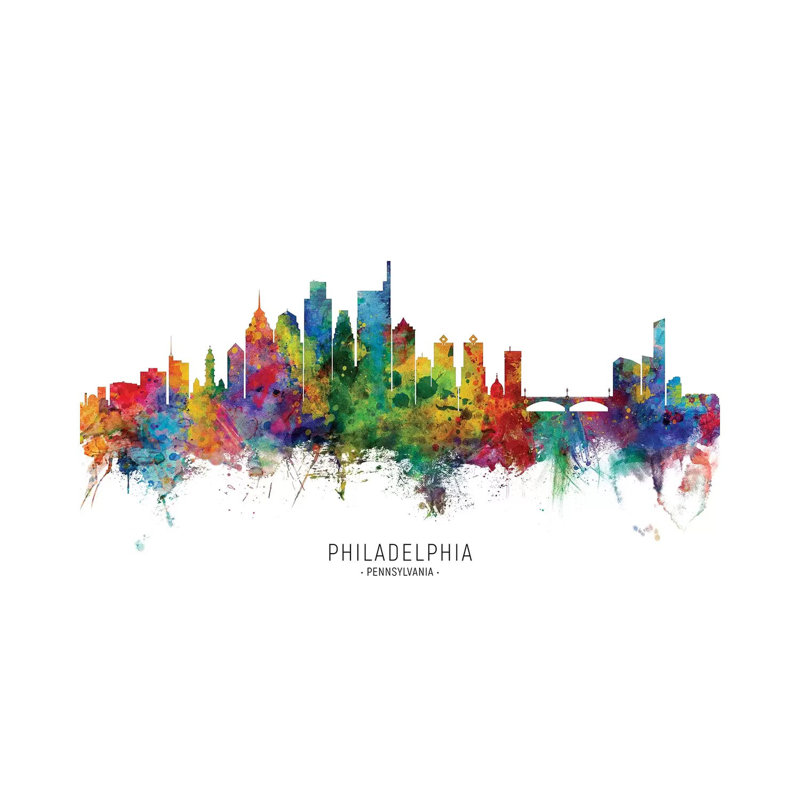 Philadelphia Pennsylvania Skyline by Michael Tompsett - Wrapped Canvas Painting, 152.5 cm H x 101.5 cm W