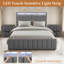 Ensemble de chambre à coucher 3 pièces, cadre de lit rembourré avec station de charge et lumière DEL et deux tables de chevet-1676073211-1676073209