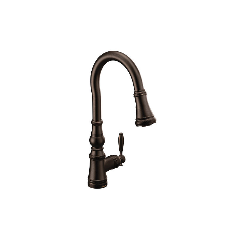 Moen Weymouth One-Handle Pull Down Single Handle Kitchen Faucet with Power Boost, Oil-Rubbed Bronze