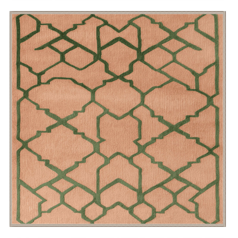 Tapis brun treillis lavable à la machine, Carré 7 pi