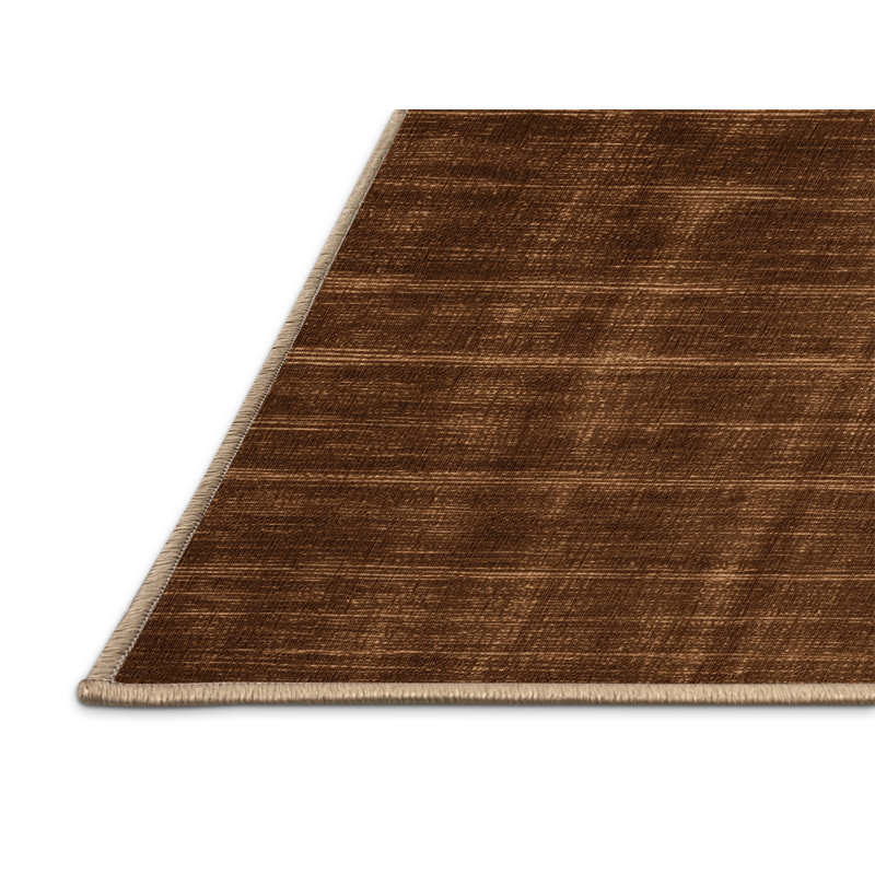 Machine Washable Solid Brown Area Rug, Runner 2' x 5'