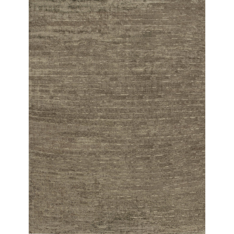 Hand Knotted Area Rug in Dark Brown, Rectangle 9' x 12'
