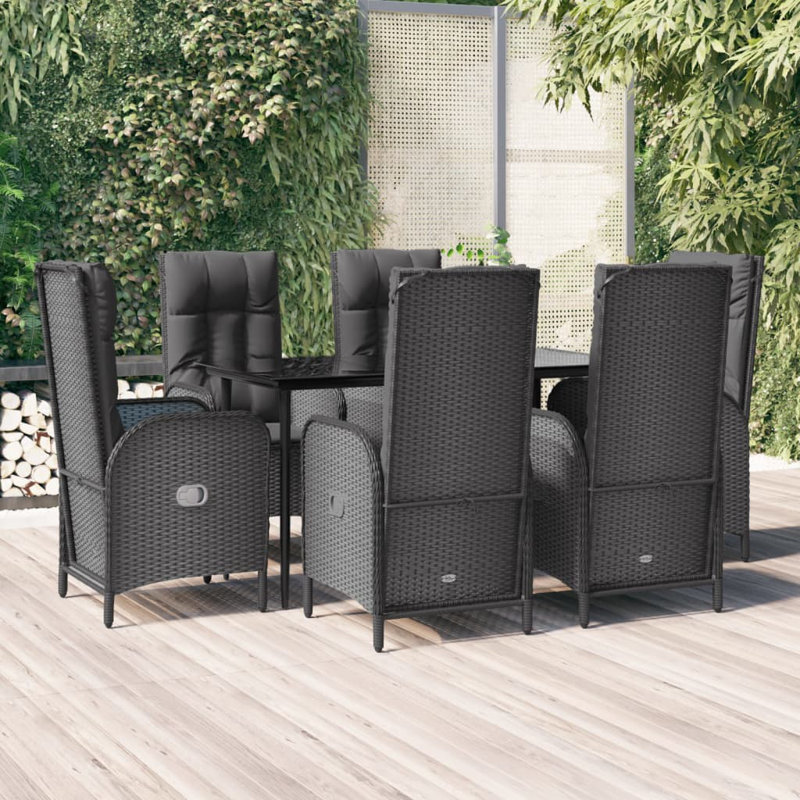 Ensemble repas d'extérieur Takeisha, Noir, 6, H 29,1 po x l 27,6 po x L 55,1 po