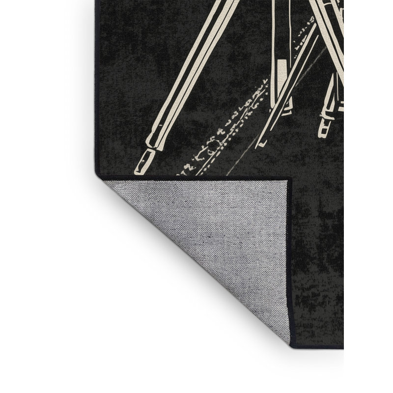 Tapis géométrique moderne et contemporain à motif trépied lavable à la machine gris Oweda, 8 x 10