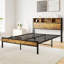 Cadre de lit moderne pour chambre à coucher, chambre d'amis, lit de chambre à coucher 1Pc avec tête de lit et station de charge-351976775