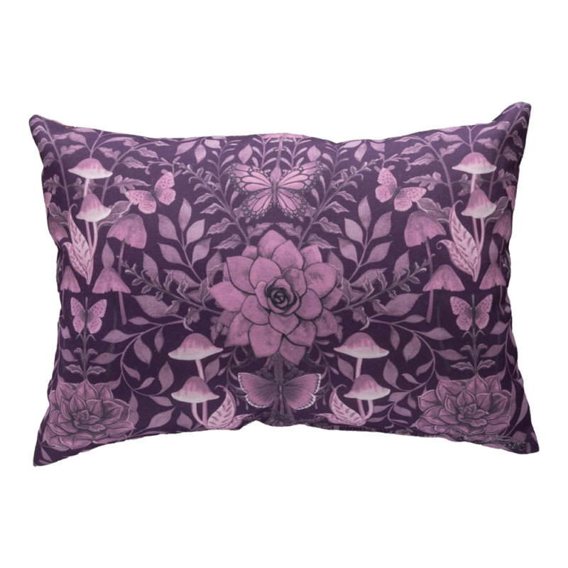 American-Made Dark Succulents Climaweave Pillow, Green/Pink/Purple