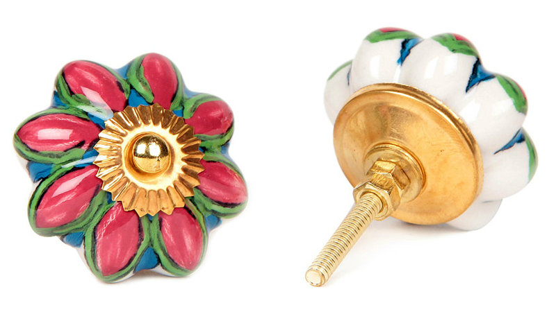 Hand Painted Flower Novelty Knob