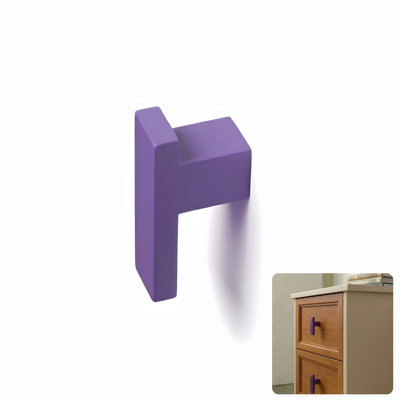 Bouton de meuble en L Art Deco par ROUS Hardware, aluminium massif, finition mate, royal (mauve), 1 compte