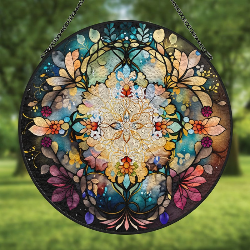Vitrail vibrant pour vitrail pour fenêtre, 9,8 x 9,8 po (25 x 25 cm)