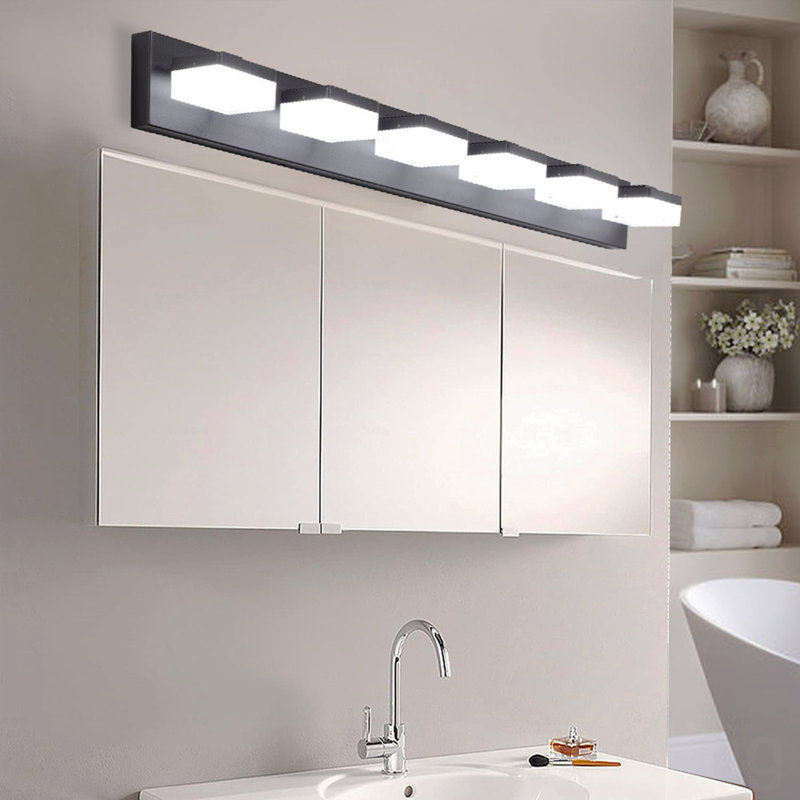 Configuration de style moderne à 6 lumières en métal avec finition noire et miroir lumineux
