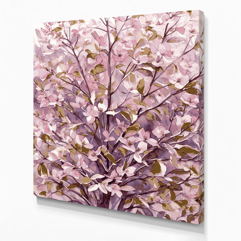 "Watercolor Botanical 92", art mural sur toile rose