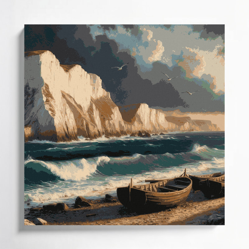 Art mural sur toile noir côtier côtier, H 12 po x l 12 po