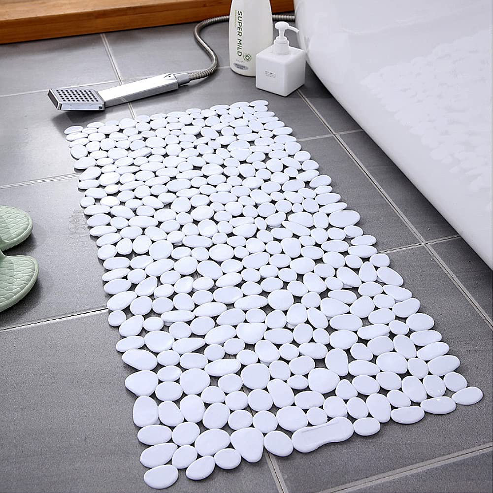 Evideco Non-Slip Microfiber Bathmat and Contour Rug with 'Bath Time' Design for Comfort and Safety - Upgrade Your Bathroom with Our White 2-Piece Set
