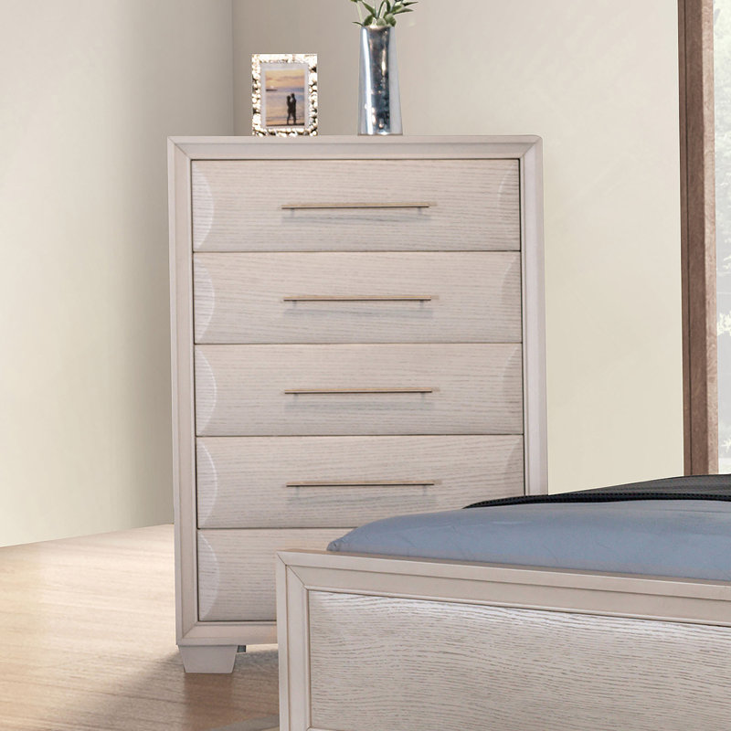 Commode à tiroirs en queue d'aronde anglaise, 1 pièce, finition chêne blanc