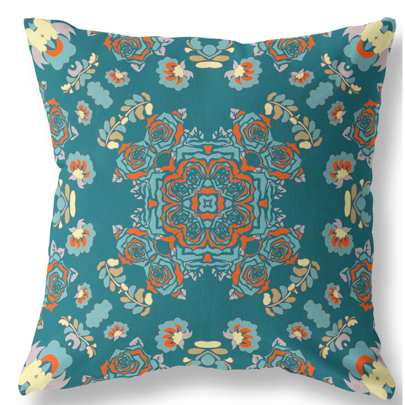  Housse et insert de coussin carré rose, 20" x 20", Vert/rouge