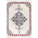 Ivory Fine Hand Knotted Persian Silk & wool Nain 2'X 3'
