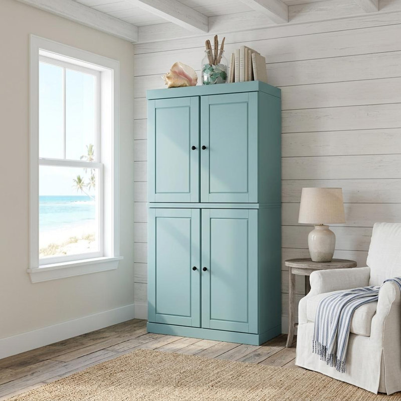 Garde-robe 72 po à quatre portes en bois massif Aqua