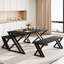 Ensemble de table de salle à manger pour 4 personnes, ensemble de table de cuisine avec 2 bancs, ensemble de table de salle à manger rectangulaire avec structure en métal robuste, permettant d'économiser de l'espace pour la cuisine, la salle à manger-1201101016-1201101012