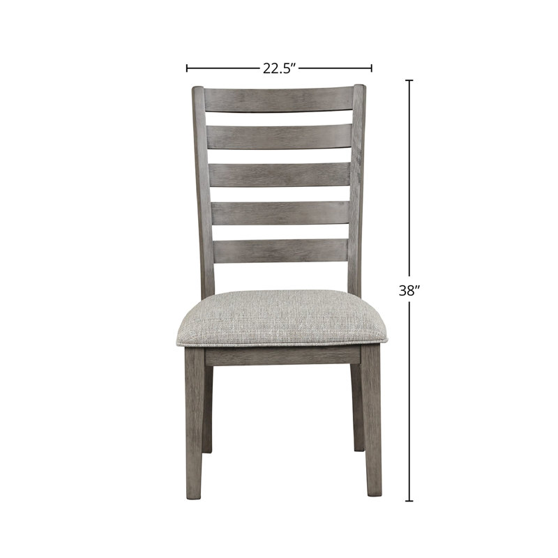 Ensemble de 2 fauteuils à dossier échelle gris rustique avec siège rembourré en tissu de 2 places