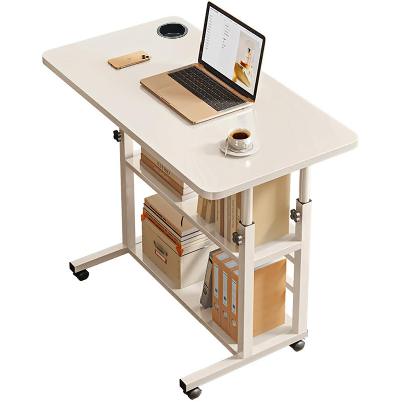 Desk Adjustable Height,Small Computer Desk For Small Spaces,Study Student Writing Table For Bedroom, Beige