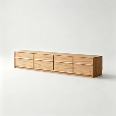 78.74"L Modern Solid Ash Wood Assembled TV Stand with Drawers