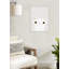 White Cat with Green Eyes by Planet Cat Framed Canvas Wall Art Print